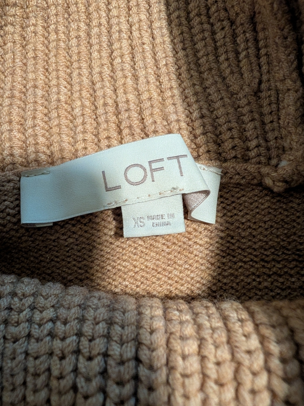 LOFT Women's Camel Ribbed Knit Sweater